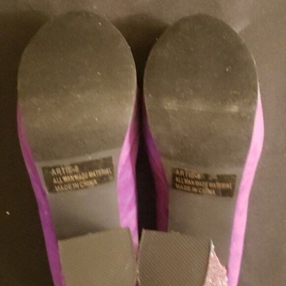 C Label Purple Suede Platform Glitter Heels Size 6.5 - Picture 7 of 7